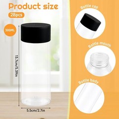 28 Pcs Empty Sensory Bottles with Lids, 10 oz/ 300 ml Leakproof Clear clear