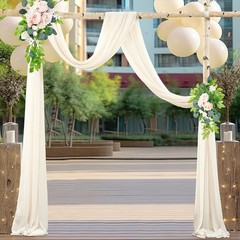Rusts Pearls Chiffon Curtain Wedding Arch Drape Luxurious Wedding Arch Drape