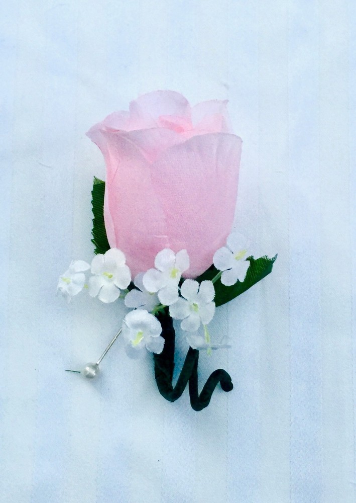 Pale Baby Pink Rose Wedding Mens Boutonniere Corsage Quinceañera