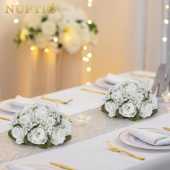 Baby Breath Flower Balls: 8.6 inch Diameter Artificial Rose Fake 2 Pcs White