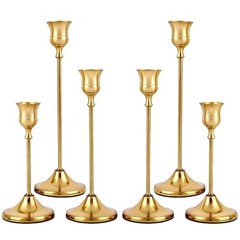 Metal Taper Candlestick Holders Vintage Brass Home Decor for Set of 6 Gold