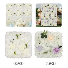 3D Flower Wall Panel 12pcs Artificial Flower Wall Background Silk Rose Mat
