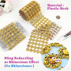 Bling Ribbon, 4In X 3Yards Rhinestone Mesh Fabric Roll for Crafts, Mum Wrap T…