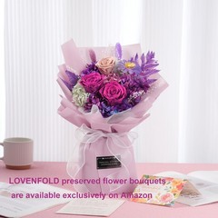 lovenfold Preserved Flowers for Delivery, Purple Rose Bouquets That violet