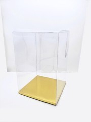 24 PCS 4x4x4-1/2″ Party Wedding Favor Tuck Top Clear PVC Box W/ Gold Card Bottom
