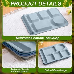Pinkunn 12 Pcs 14 Large Divided Plates Unbreakable Wheat Straw Lunch Trays 6
