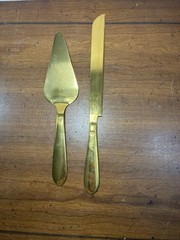 Seellodge stainless steel wedding knife and spatula set Gold Plated