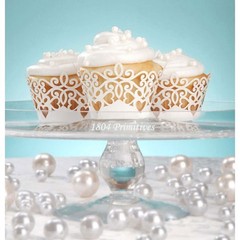 72 David Tutera Laser Cut White Pearlized Paper CUPCAKE WRAPPERS – Free Shipping