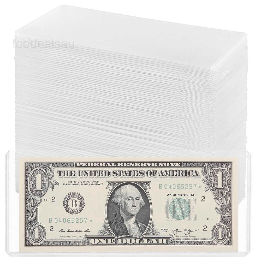 90PCS Clear Banknote Holders – Top-Load 90 Pcs [6.6″x2.8″], Pure Transparent