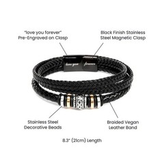 Braided Vegan Leather Bracelet & Sentimental Message Card Gift Set for Design 8