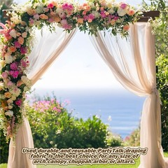 Wedding Arch Draping Fabric 31.4”X20FT Sheer Backdrop Curtain 1/4Panels forParty