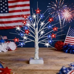 8″ 4th of July Patriotic Decorations Tree with 24 LED Red White Blue Star 1