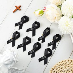 Ysleen 50 Pcs Memorial Day Black Funeral Ribbons Background and White