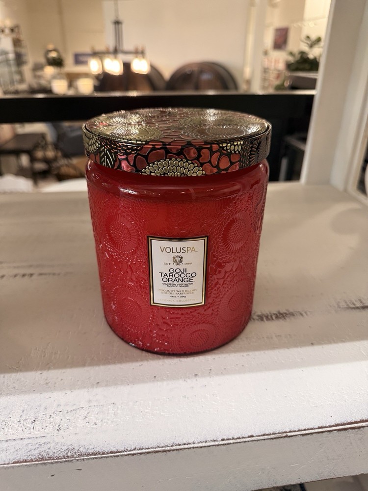 Luxe Jar 44oz Goji Torroco Orange Luxury Candle 44oz Handmade Coconut Wax 140 hr