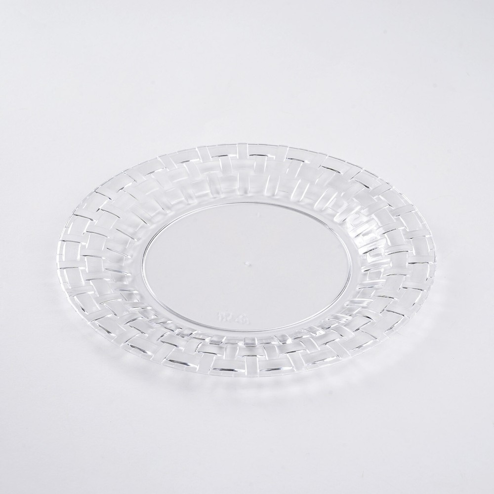7″ CLEAR DESSERT PLASTIC PLATES Round Basketweave Party Wedding TABLEWARE