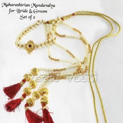 Traditional Maharashtrian Mundavalya With Basing Combo for Bride & Groom