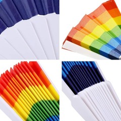 12 Pack Rainbow Folding Fans Red, Orange, Yellow, Green, Blue, Purple