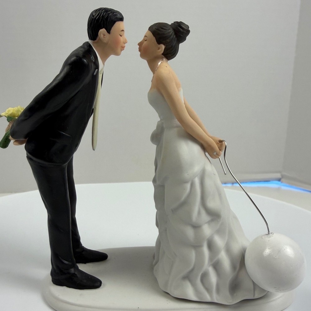 Weddingstar Ball and Chain Funny Wedding Cake Topper Porcelain Figurine Rare