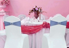100 Dusty Blue Spandex Stretch Chair Sashes Bow with Slider Buckle Wedding Decor
