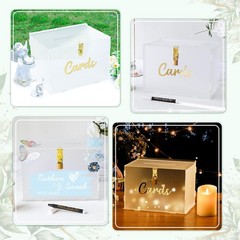 Frosted Acrylic Wedding Card Box with Lock DIY Gift Card Box for Wedding Rece