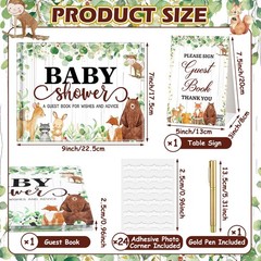 27 Pcs Woodland Animal Baby Shower Guest Book Set Baby Shower Sign in Guest F…