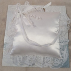 Party City square 8″ x 8″ white satin wedding ring bearer pillow – NEW