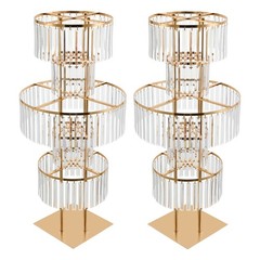 Gold+Clear 2PCS Flower Stand, Crystal Flower Stand, 5-tier Crystal Flower Stand