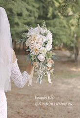 Cascading Bouquets for Bride Beige Rose Artificial Bridal Bouquet for Boho Rusti