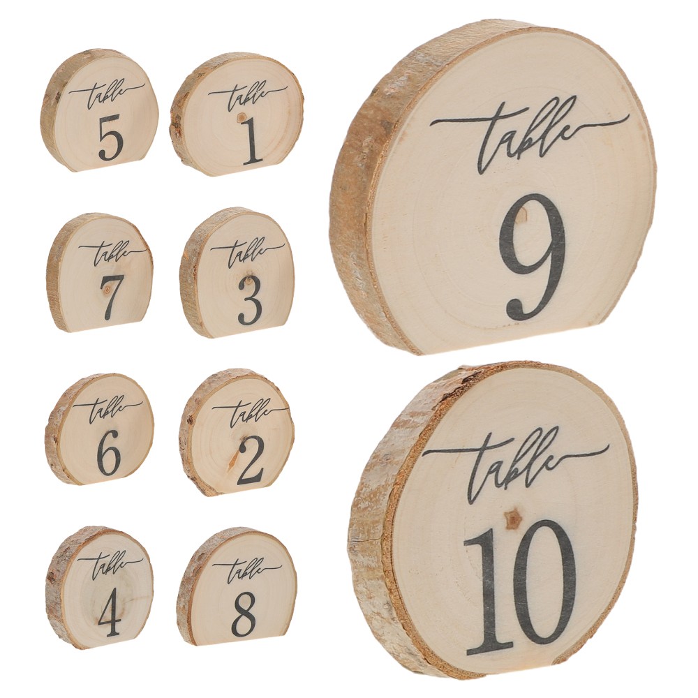 10Pcs Natural Wood Rustic Table Numbers Semi Circle Signs for Wedding Reception
