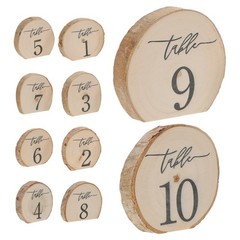 10Pcs Natural Wood Rustic Table Numbers Semi Circle Signs for Wedding Reception