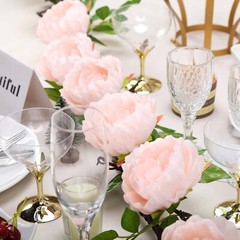 BLUSH 6 ft long Silk Peony Flowers Garland with Leaves Bendable Wire Vines Sale
