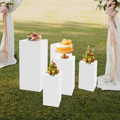 Square Display Stands For Party-set Of 5 White Cake Pedestal Stand Decoration