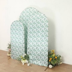 3 Eucalyptus Floral Satin Round Top Arch Backdrop Stand Covers Set Party Events
