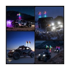 2 PCS 4FT Whip Lights with Spring Base, APP & Remote Control Led Whip Lights …