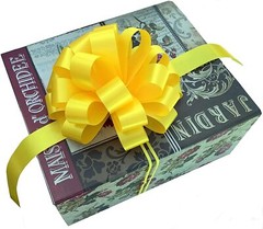 Big Decorative Yellow Pull Bows with Long Tails – 9″ Wide, Set of 6, Easter