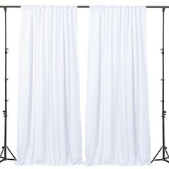 10 FT x 10 FT White Backdrop Curtain – Polyester Backdrop Curtain Panels with…