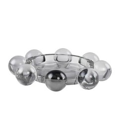 Crystal Bubble Candle Dish, Round Pillar Candle Holder Plate Stand for Gray