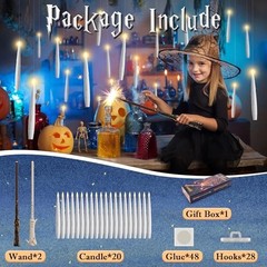 Floating Candles with Wand, 20Pcs White Hanging Candle for 20pc White-2Wand