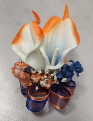 Orange Royal Blue Rose Calla Lily Bridal Wedding Bouquet Accessories