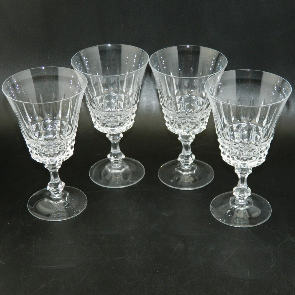 4 French Cut Lead Crystal Wine Glasses Verres Tuileries 25 centiliters 24%+ PbO