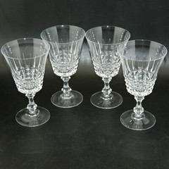 4 French Cut Lead Crystal Wine Glasses Verres Tuileries 25 centiliters 24%+ PbO