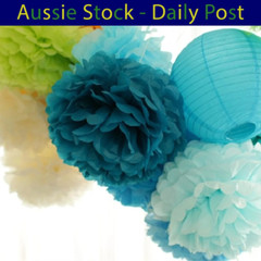 Pom Poms Tissue Paper Pompoms Wedding Baby Shower Birthday Party 6″-10″ 5pcs