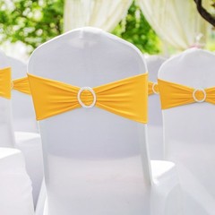 VEVOR 50PCS Gold Stretch Spandex Chair Sashes Elastic Band Wedding Party Dining