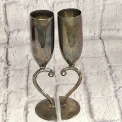 Vtg Things Remembered Silver-Plated Wedding Goblets Featuring Swarovski Crystal