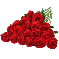 Ouddy Decor 20 Pcs Red Roses Artificial Silk Flowers Fake 20 Packs,