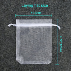 100PCS Premium Sheer Organza Bags, White Wedding Favor Bags with drawstinr, 4×4.