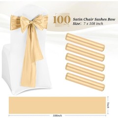 100PCS Satin Chair Sashes Bows Wedding Party Event Decorations Shiny Fabric New