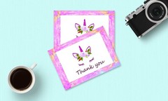 Unicorn Thank You Cards With Envelopes – 4″ x 7″ Inches White Blank Note Card…