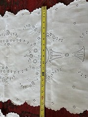 2 VTG Italian Hand Embroidery Floral Stem Chalice Goblet Figure Runners 51″ x18″