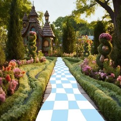 Wonderland Party Decoration Blue and White Checkered Aisle Runner 118 x 24 In…